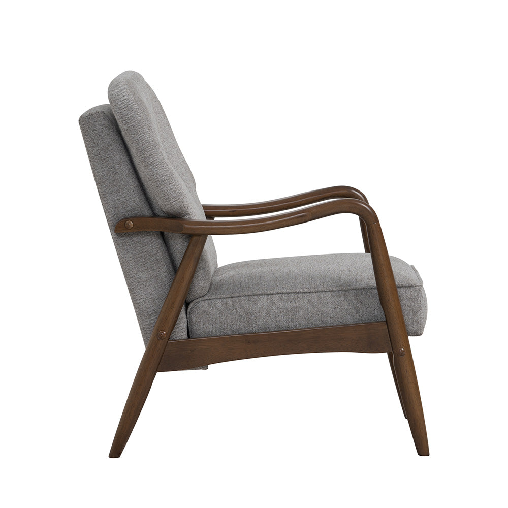 FIGARO Mid-Century Modern Lounge Chair - Walnut Wood Frame & Grey Upholstery - Perfect for Living Room, Office, or Reading Nook