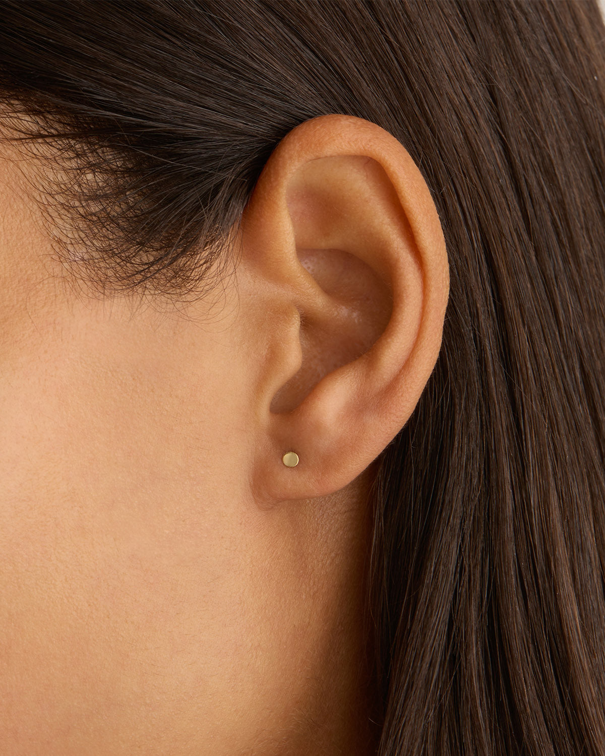 14K Solid Gold Lunar Cartilage Flatback Earrings - Dainty Moon Hoop Earrings for Helix, Tragus & Cartilage Piercing - Perfect for Everyday Wear & Special Occasions