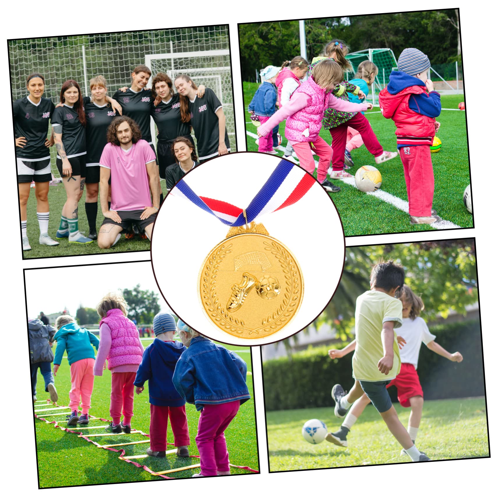 PAMINGONO 3-Piece Sports Reward Set - Football Trophies & Medals for Kids, Soccer Awards, Iron Sports Decor - Perfect for Tournaments, Team Parties & Achievement Celebrations