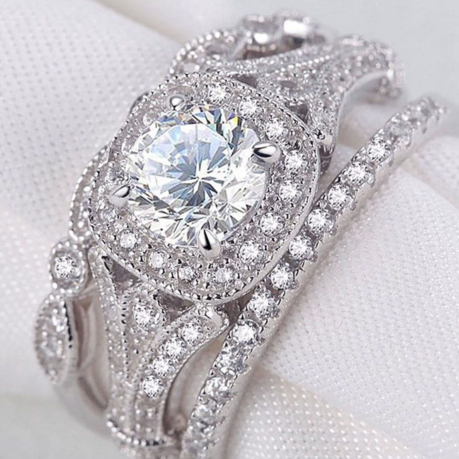 3Pcs Women's Rings Set - Elegant Shiny Wedding Bands for Engagement, Anniversary & Bridal Jewelry - Perfect Gift for Her, Girlfriend or Wife