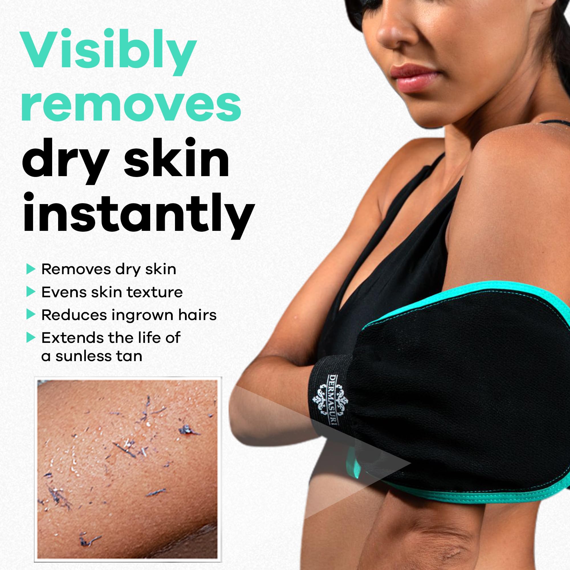 Dermasuri Exfoliating Glove - Korean Body Scrubber for Shower Skincare & Keratosis Pilaris Treatment
