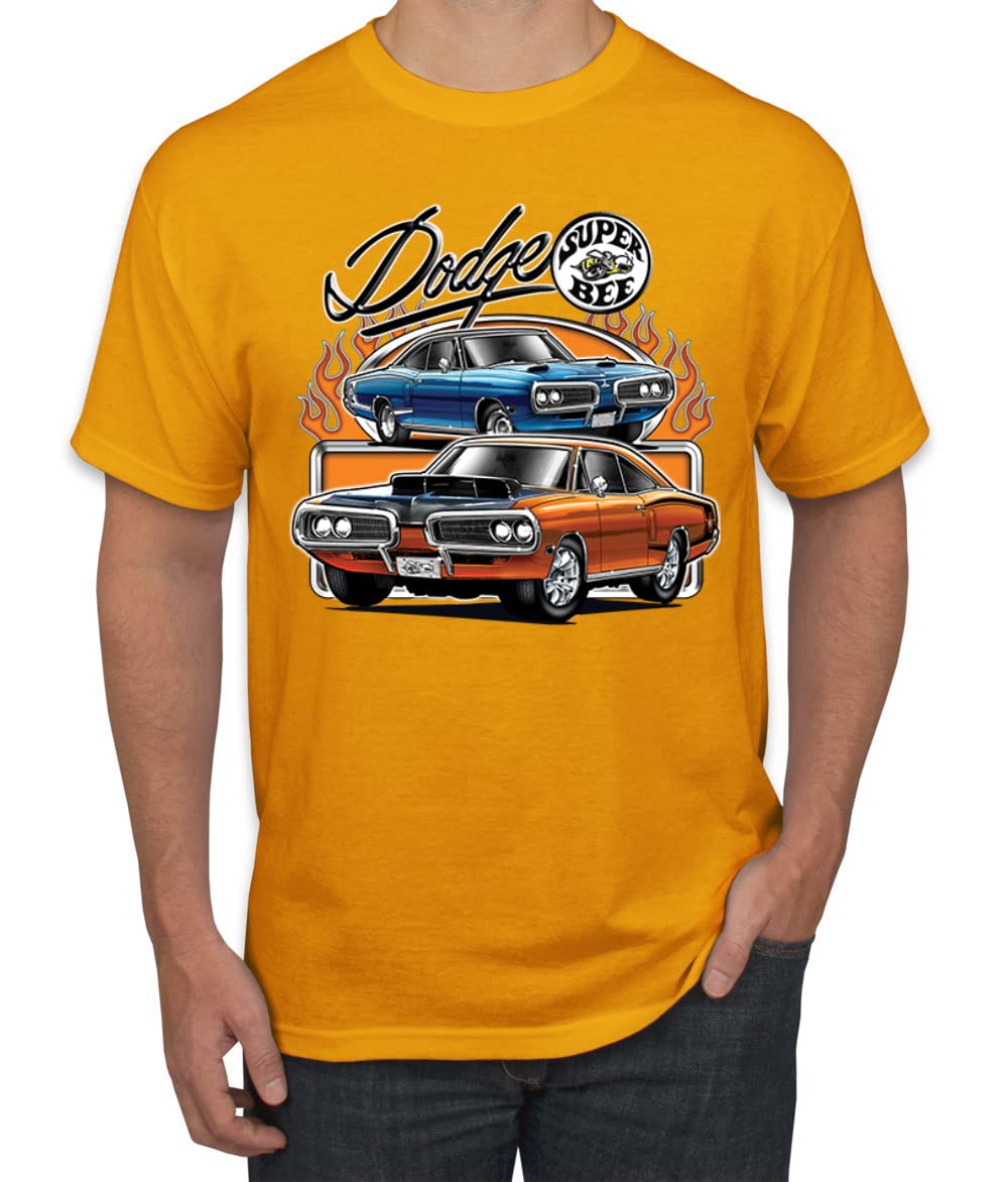 Flaming Dodge Super Bee Muscle Car Men's T-Shirt - Vintage American Muscle Car Tee for Car Enthusiasts - Perfect for Car Shows, Casual Wear & Gifts