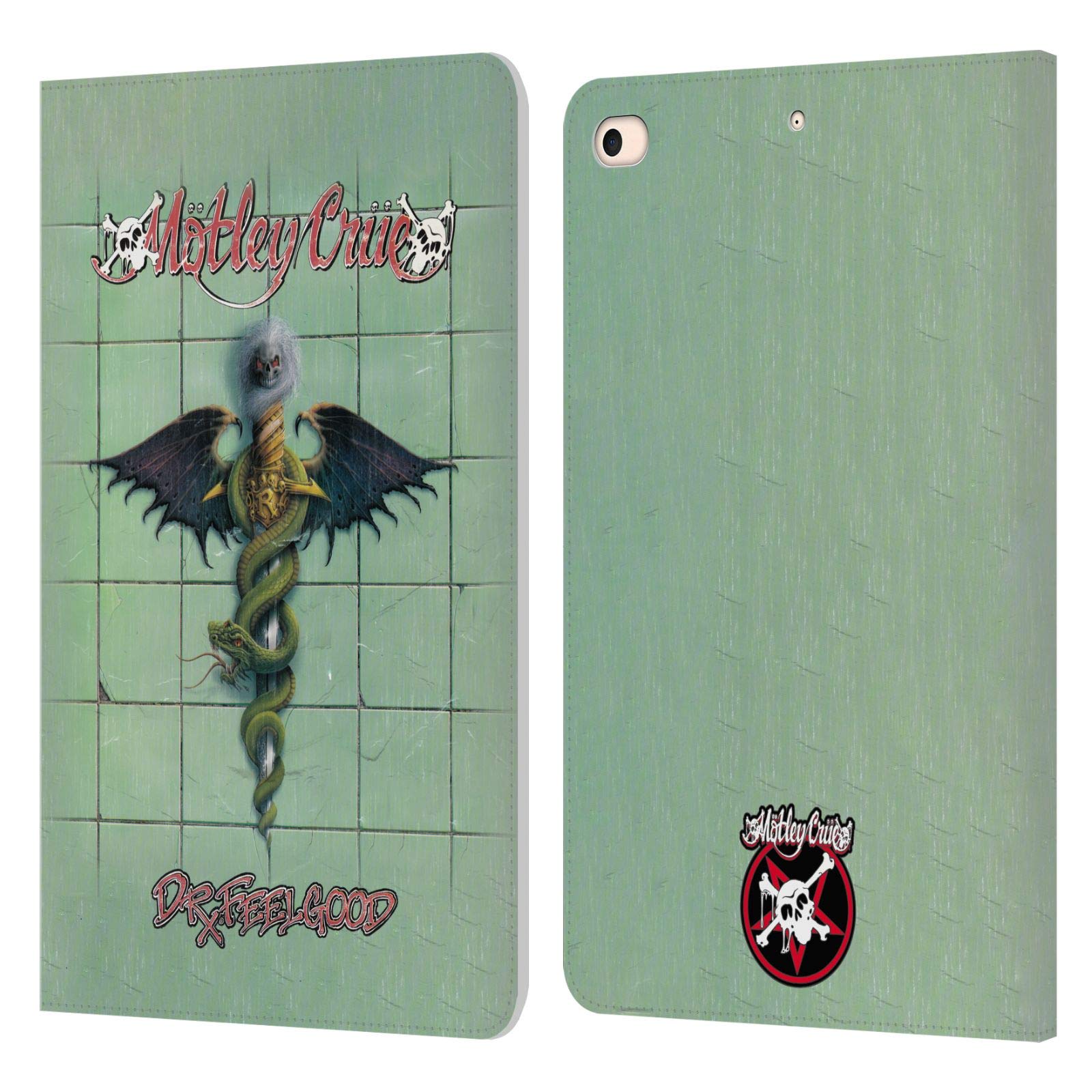 Head Case Designs Motley Crue Dr. Feelgood Leather Wallet Case for iPad Mini 2019 – Officially Licensed Album Cover Style, Perfect for Music Fans & Travel