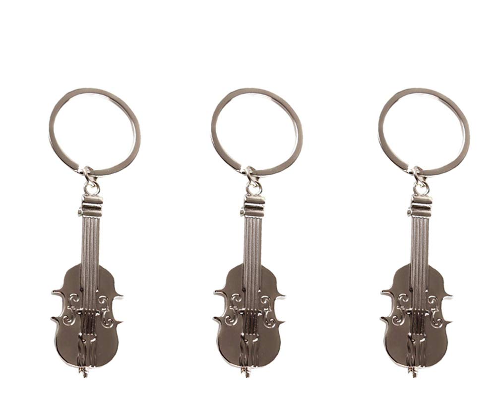 3-Piece Mini Creative Violin Charm Keychain Set - Silver Metal Music Note Pendant for Violin Lovers - Perfect Gift for Musicians, Teachers & Music Enthusiasts - Great for Key Rings, Backpacks & Gift Giving