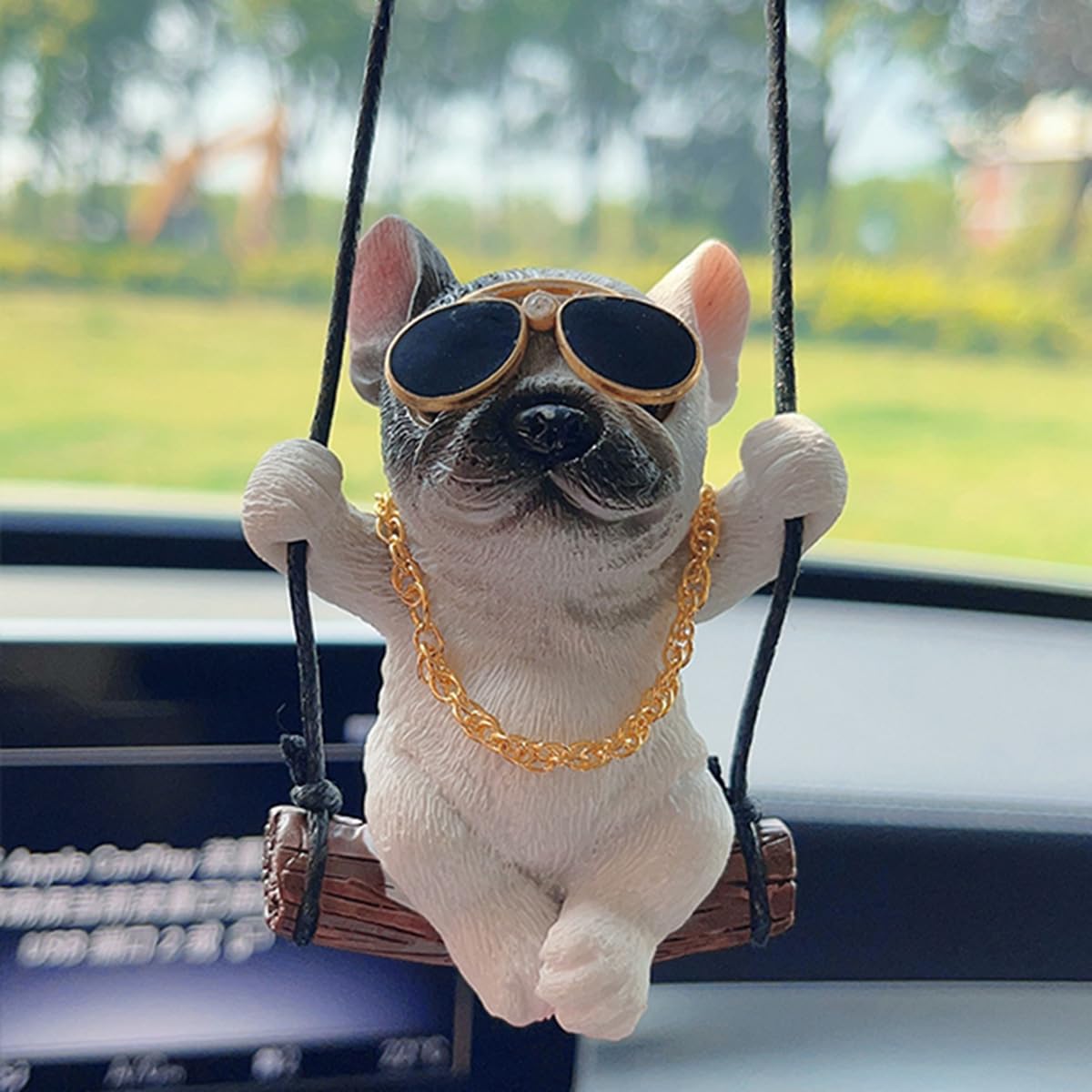 Bulldog Car Hanging Ornament - Cute Rearview Mirror Pendant for Car Interior Accessories | Perfect for Car Decor, Gift Ideas & Personalizing Your Vehicle