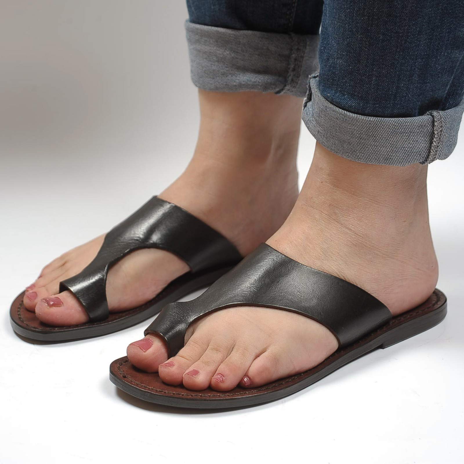 Gianluca Handmade Brown Leather Thong Sandals for Women - Artisan Italian Leather Flip Flops | Perfect for Beach, Vacation & Summer Outfits