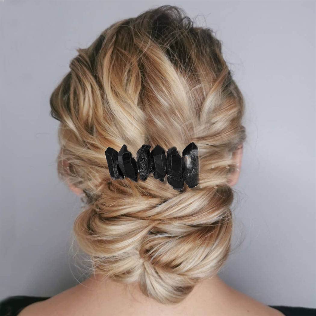 Casdre Crystal Wedding Hair Comb for Bride – Elegant Quartz Rhinestone Bridal Hair Accessories for Women & Girls (Ebony Black) | Perfect for Weddings, Prom, Parties & Special Occasions