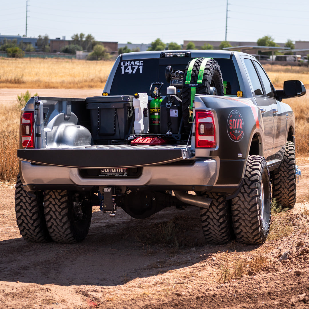 SDHQ Built-In Bed Chase Rack for 2019-2025 Ram 2500/3500 Heavy Duty Trucks | Off-Road Gear Storage & Adventure Accessories
