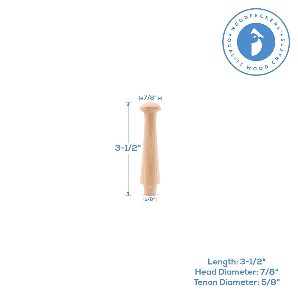 3.5-inch Wooden Shaker Pegs with 1/2-inch Tenon - Pack of 25 DIY Wall Hooks for Coat, Hat & Towel Organization | Rustic Home Decor for Entryway, Mudroom & Bathroom Storage | Woodpeckers Solid Wood Hanging Hooks