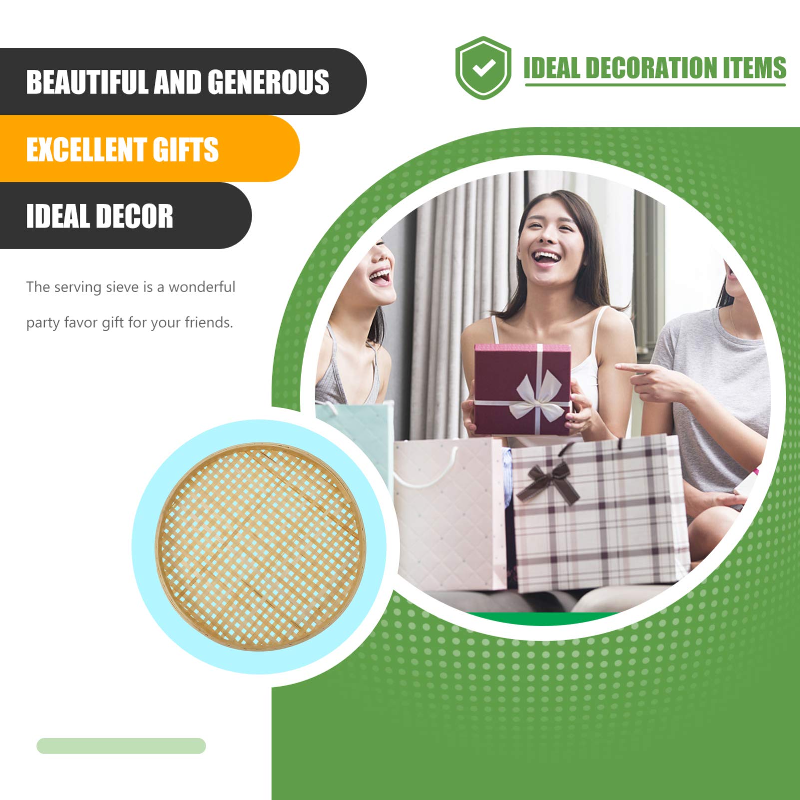 **Premium Bamboo Sieve Basket - Handwoven Bamboo Tray for Candy, Snacks & Fruits | Eco-Friendly Kitchen Storage & Serving Container for Parties, Picnics & Home Decor**