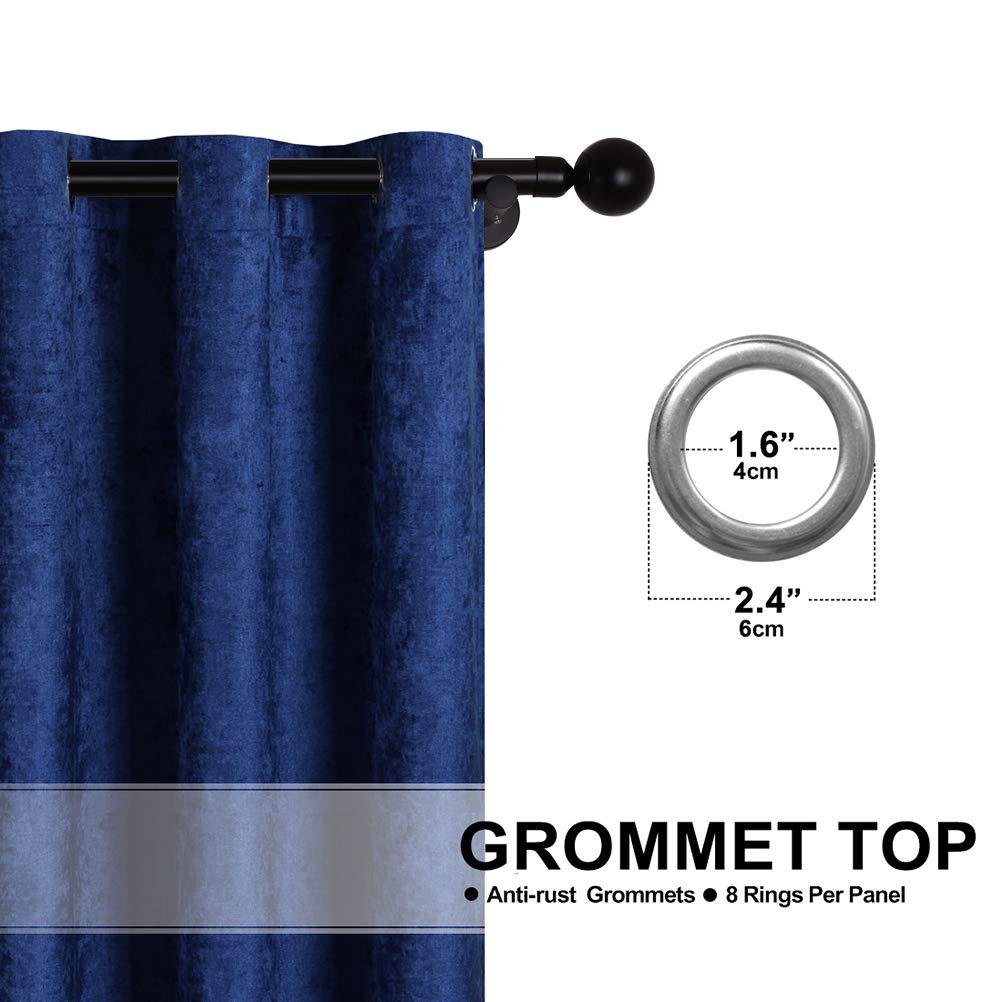 ELKCA Double-Sided Chenille Window Curtains - Royal Blue Blackout Curtains for Living Room & Bedroom - 52