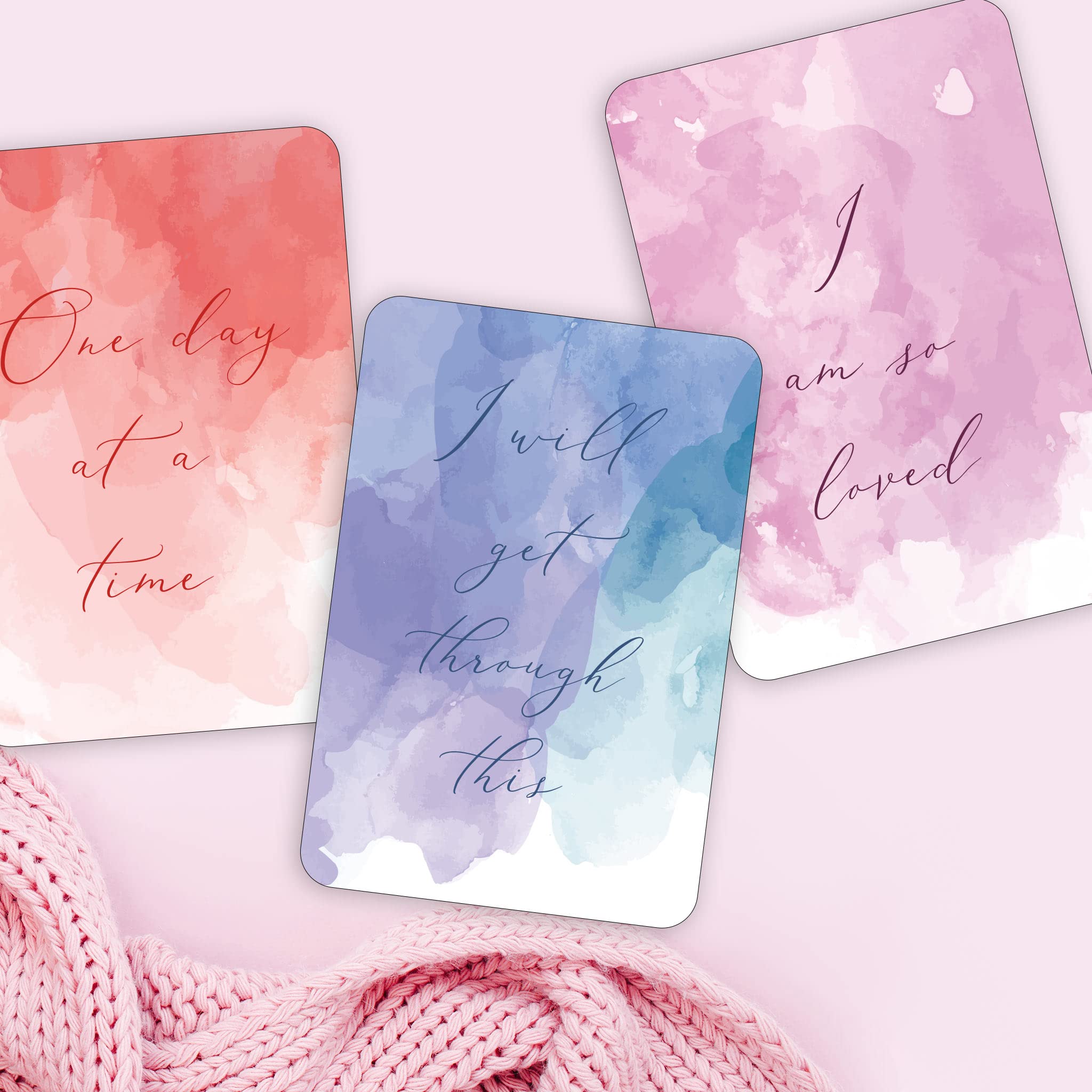 Positive Daily Affirmation Cards - Set of 18 Motivational Quotes with Watercolor Rainbow Design | Inspirational Self-Care Gifts for Women, Meditation, Yoga & Mindfulness Practice