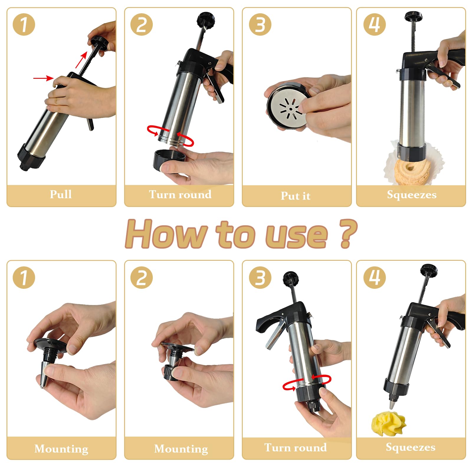 Professional Cookie Press Gun for Baking - 13 Cookie Discs & 8 Icing Nozzles Kit - Perfect for DIY Cookies, Cake Decorating & Holiday Baking