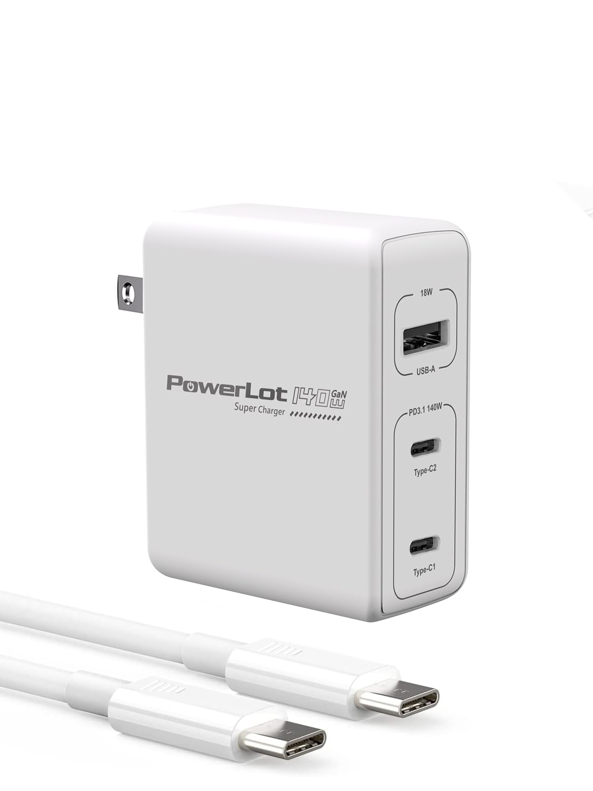 140W GaN PD3.1 Fast Charger with 18W USB-A - Compact Wall Charger for MacBook Pro 16'', Dell XPS, iPhone 16/15 Pro Max, iPad, Samsung Galaxy - Perfect for Travel, Office & Home Charging (Includes USB-C Cable)