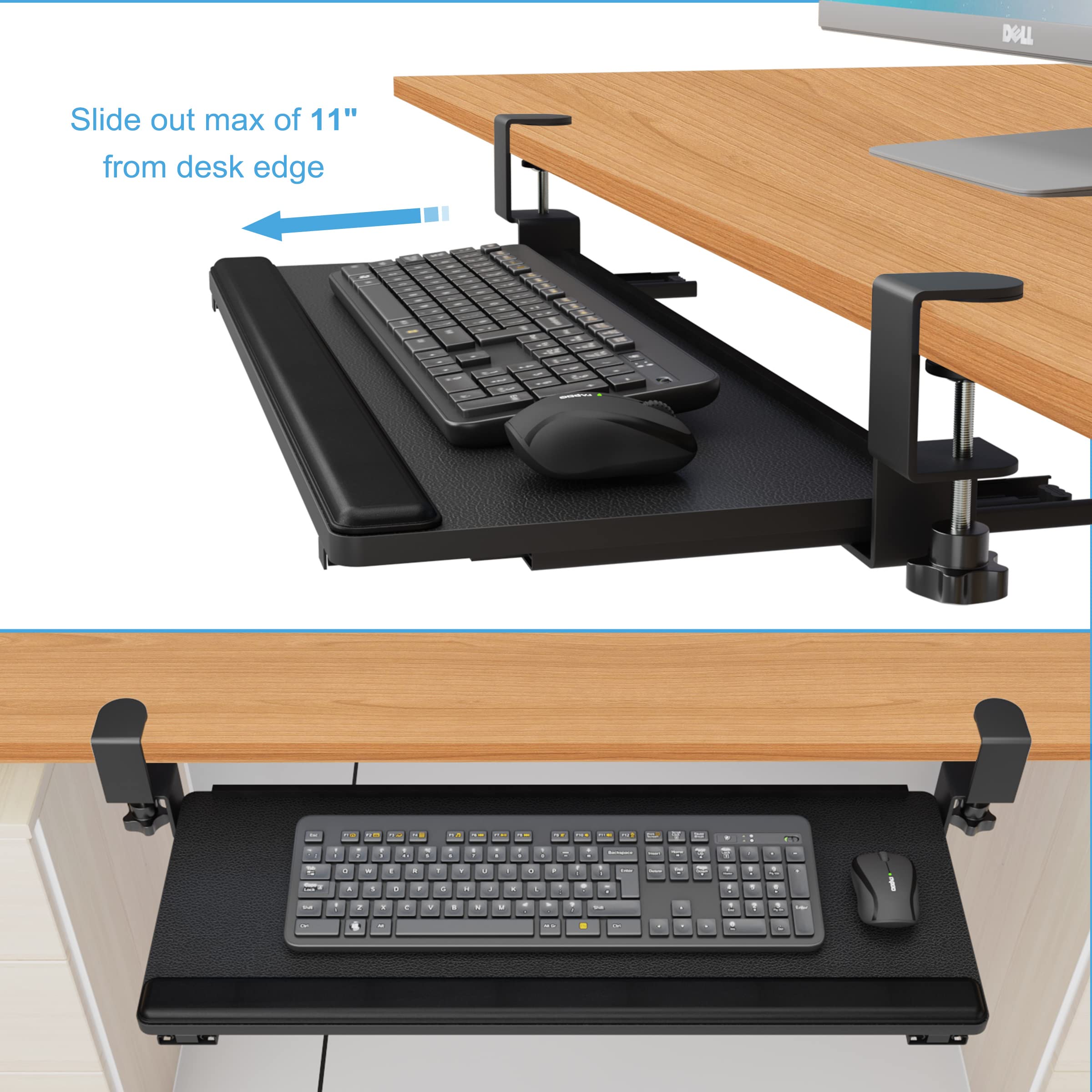 Ergonomic Under Desk Keyboard Tray - 30 x 10 Inch Pull-Out Drawer with Wrist Support Pad | Space-Saving Desk Organizer for Home Office, Gaming Setup & Workstation | Improves Posture & Comfort