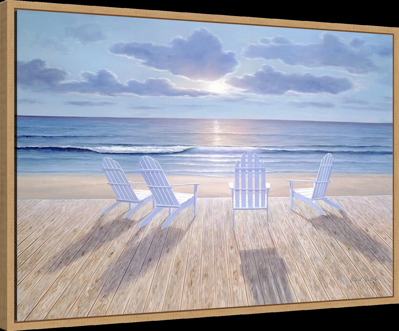 Amanti Art Framed Canvas Wall Art 23x33 - Friends and Lovers by Diane Romanello, Beach Themed Framed Painting, Modern Home Decor for Living Room, Bedroom, Bathroom & Kitchen - Perfect for Coastal Style Interiors and Gift Giving