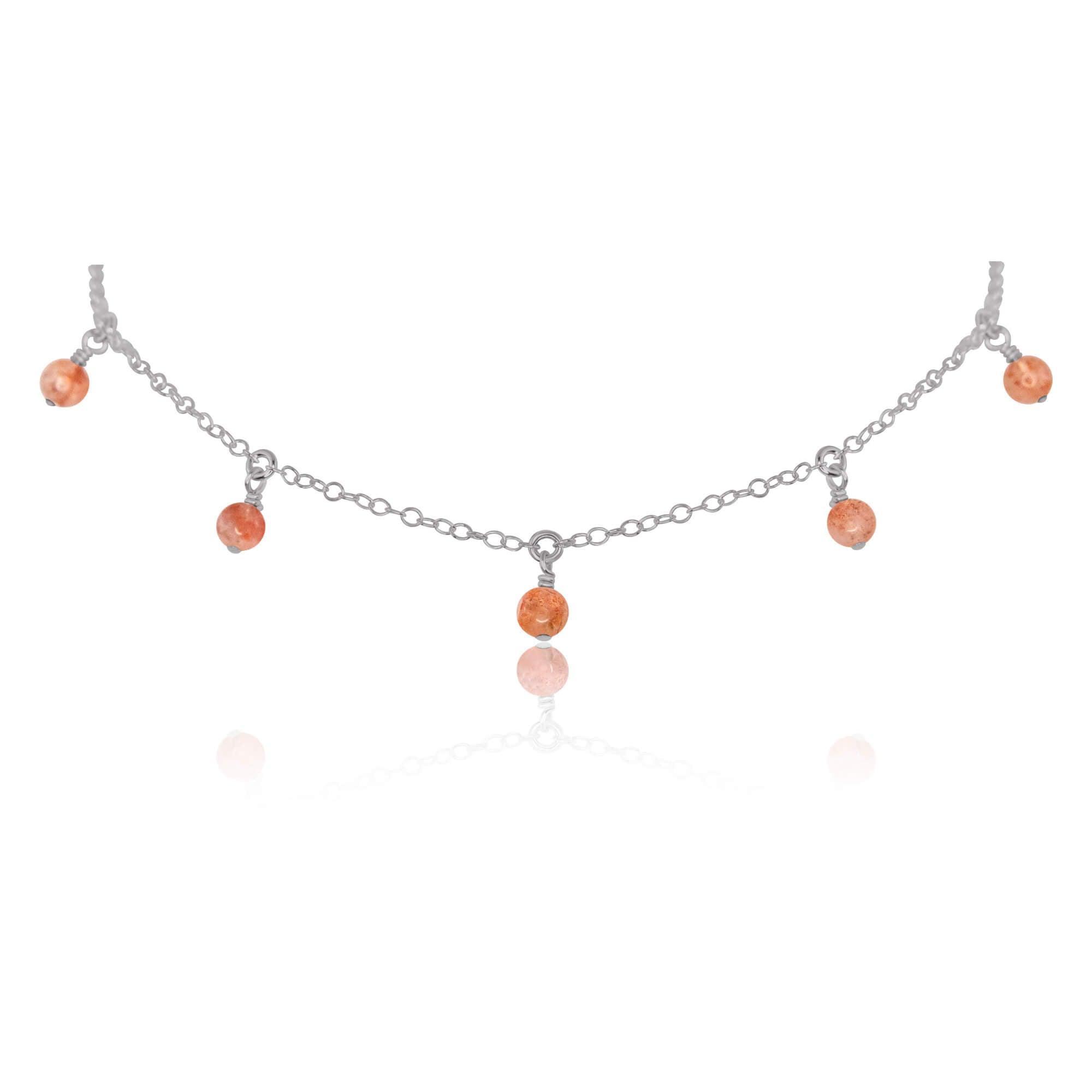 Sunstone Bead Drop Choker Necklace - Natural Gemstone Bohemian Jewelry for Women | Perfect for Festivals, Weddings & Boho Fashion