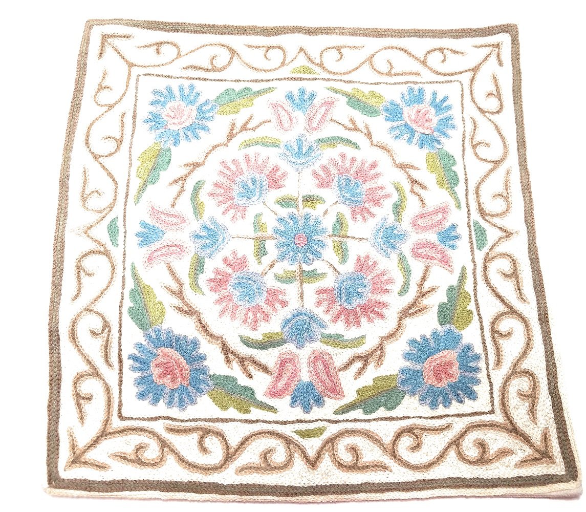 Hand Embroidered Wool Cotton Pillow Cover 16
