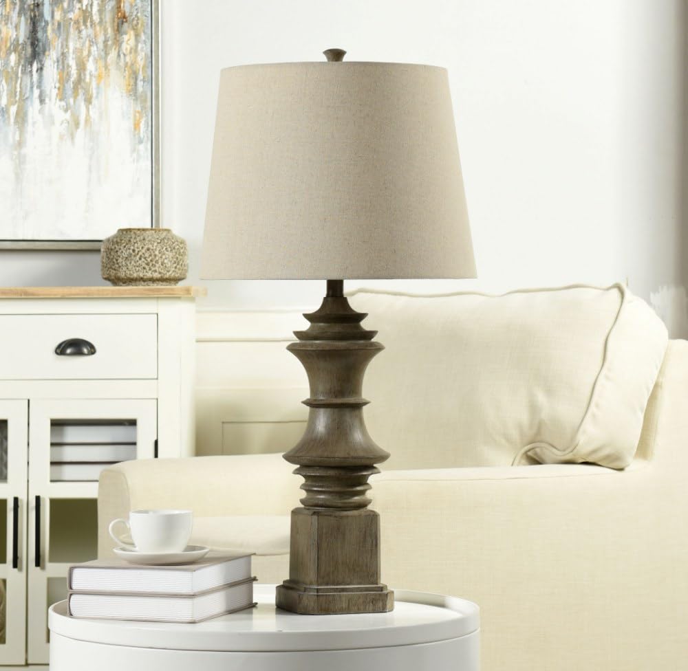 Stylecraft Finn - Modern One Light Baluster Table Lamp with Tapered Drum Shade for Living Room, Bedroom & Office Decor