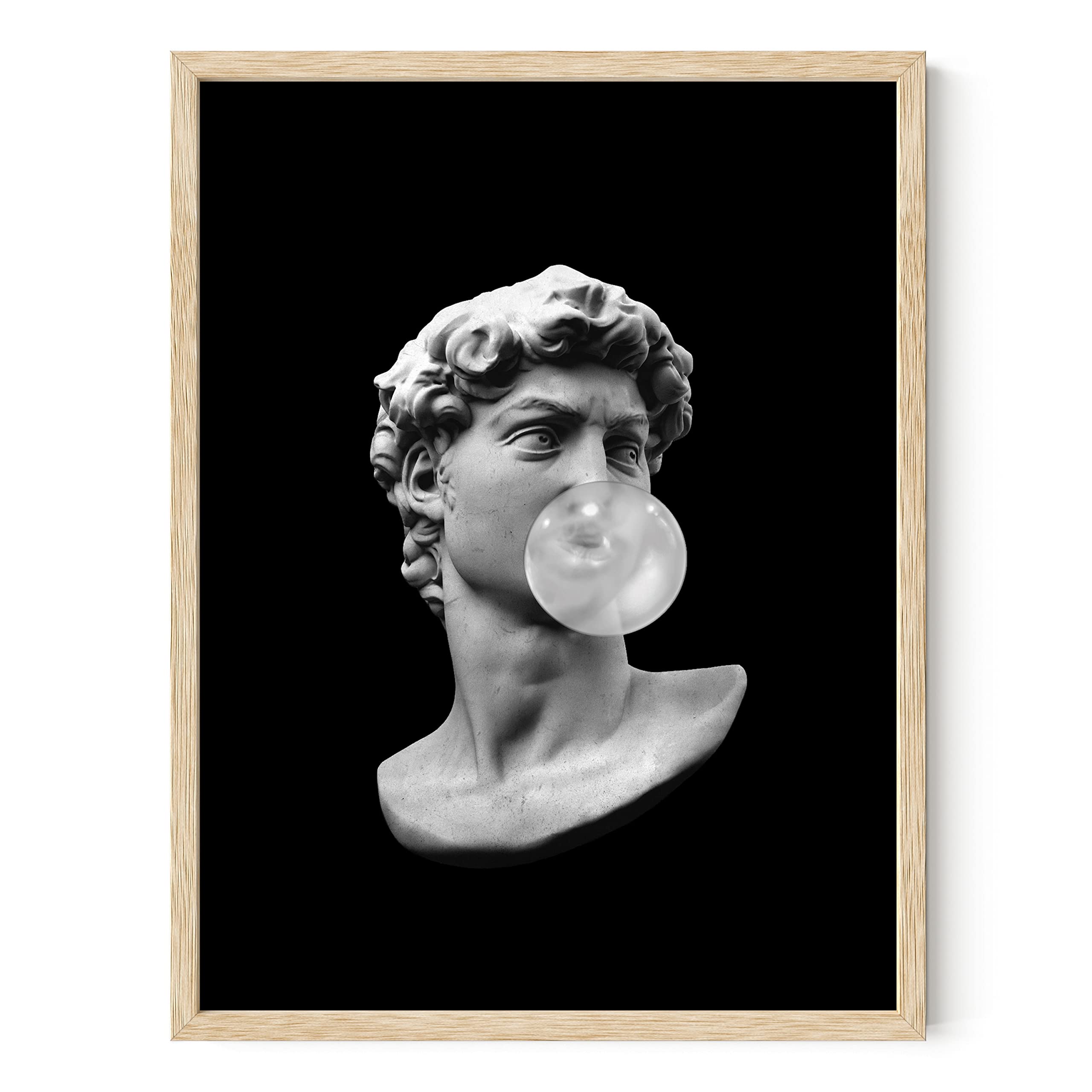 HAUS AND HUES Michelangelo Gum Poster - Black Aesthetic Wall Art for Bedroom Decor, 12x16 Inch Beige Framed Print | Perfect for Gothic Home Office & Dark Academia Room Design