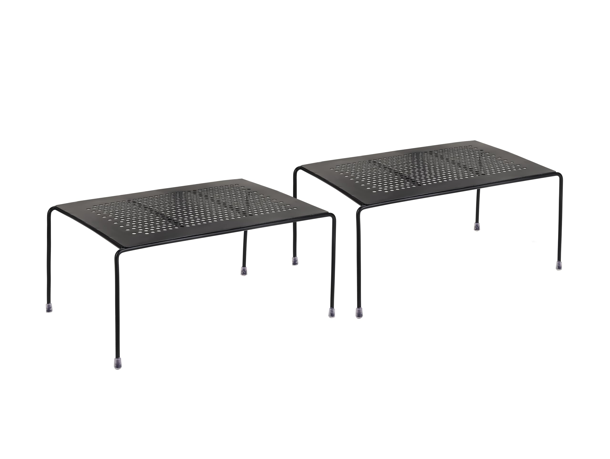 AB99 COLLECTION Metal Kitchen Dish Rack - Space Saving Utensil Organizer & Cookware Storage Stand for Plates, Bowls & Food | 2-Tier Cabinet Shelf for Countertop | Perfect for Small Kitchens & Apartment Living (Black, Pack of 1)