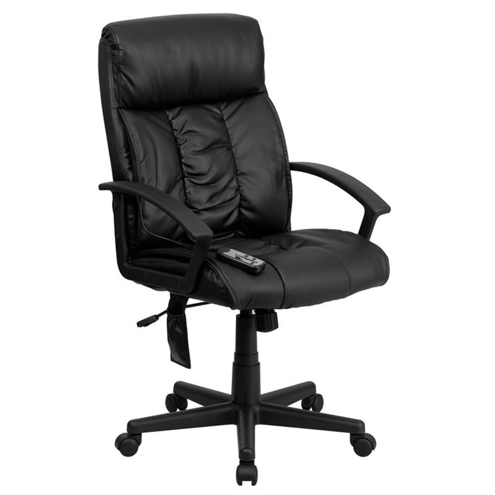 UrbanPro High Back Massaging Leather Office Chair - Ergonomic Executive Desk Chair with Lumbar Support - Perfect for Home Office, Gaming & Workspace Comfort (Black)
