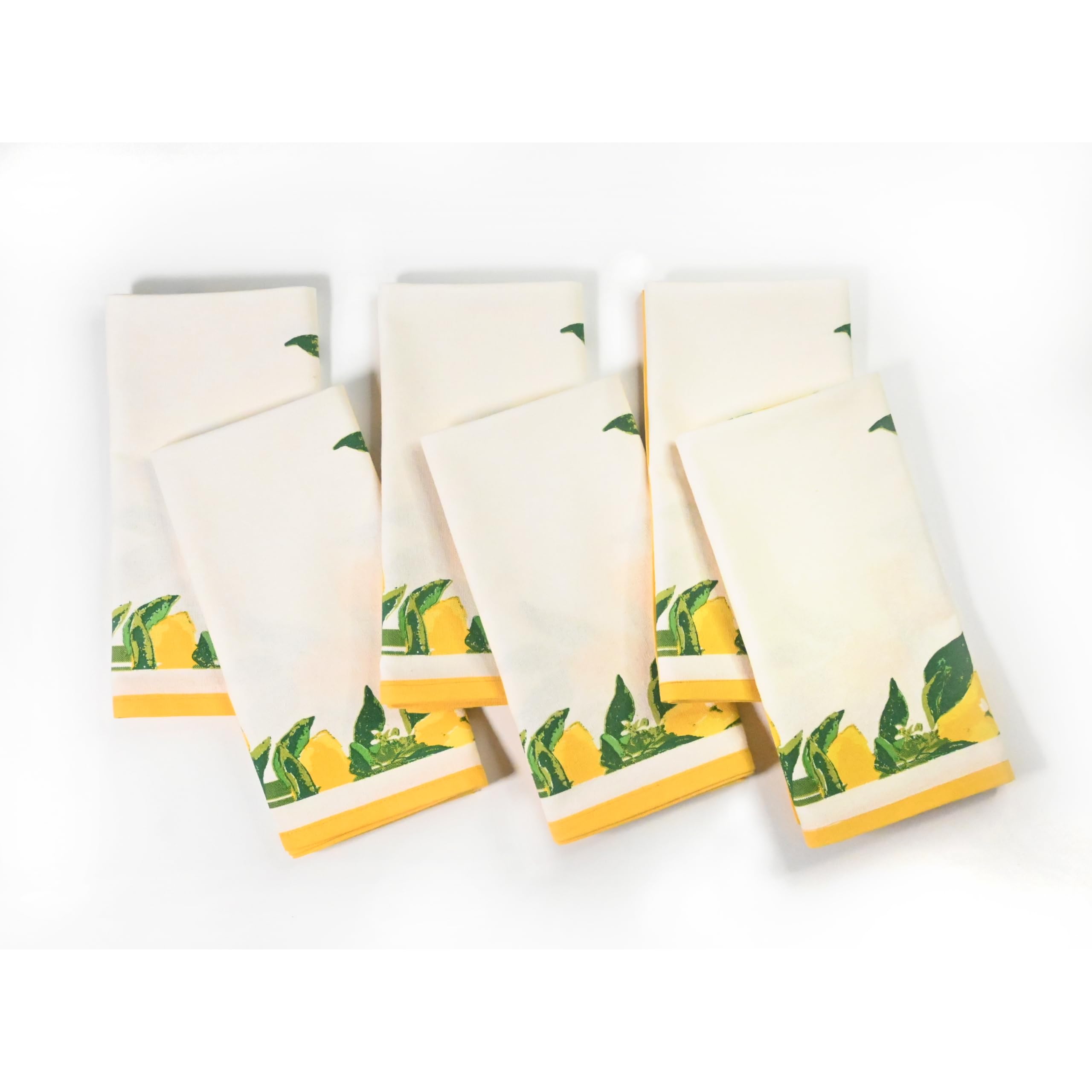 Premium 100% Natural Cotton Kitchen Towels Set of 6 - Super Soft & Highly Absorbent Multi-Purpose Dish Cloths (20x30 Inches) - Lemon Print for Cooking, Cleaning & Drying Dishes - Ideal for Home, Restaurant & Commercial Kitchens