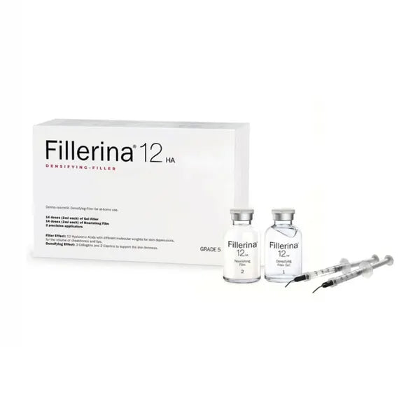 Fillerina 12HA Densifying Filler Treatment Grade 5 - 30ml x2 Ampoules for Deep Wrinkles & Volume Loss | Anti-Aging Face Serum for Women & Men | At-Home Dermal Filler Alternative
