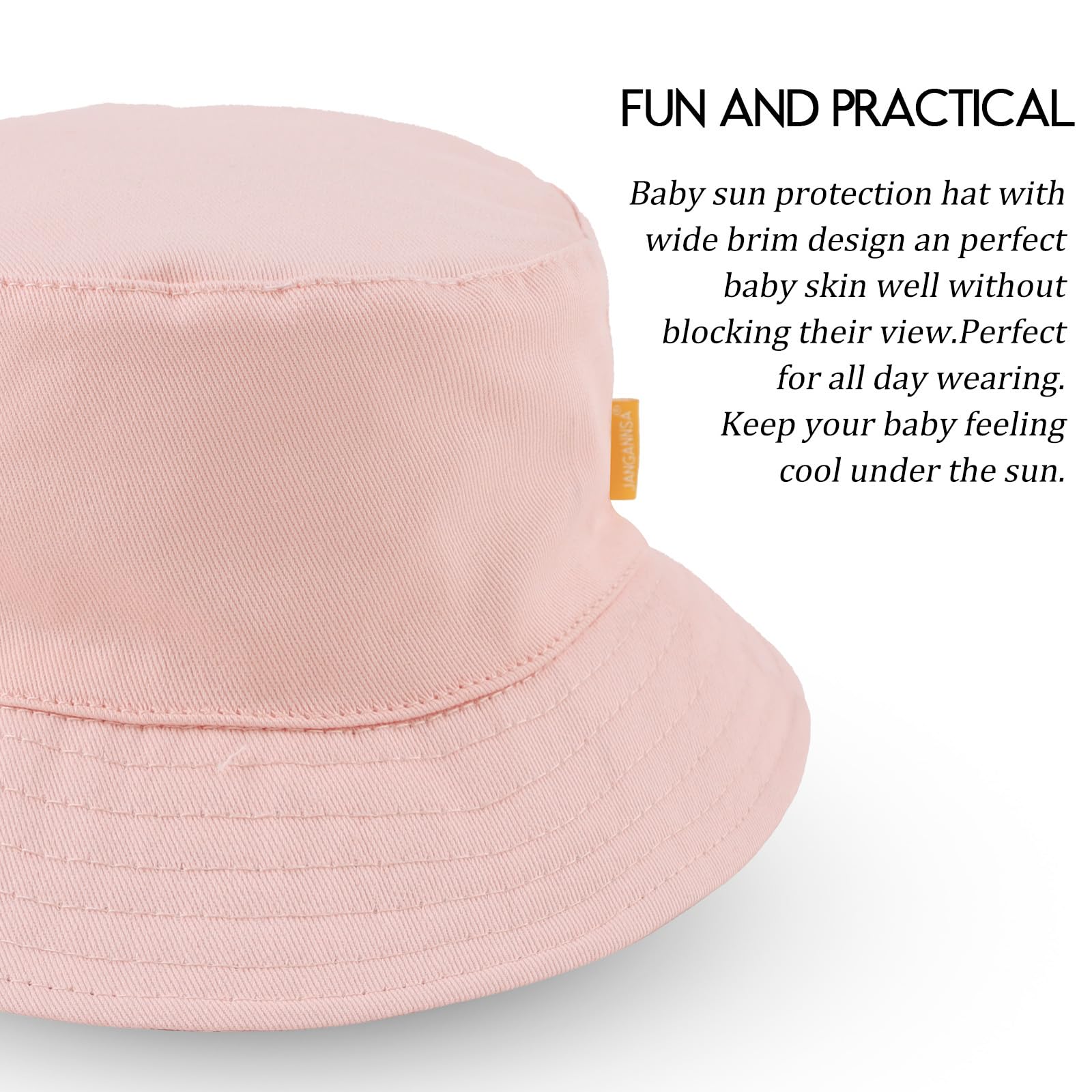 JANGANSA Cotton Baby Sun Hat for Boys & Girls - UPF 50+ UV Protection Bucket Hat for Toddlers & Infants - Summer Beach, Outdoor Play & Travel Essential