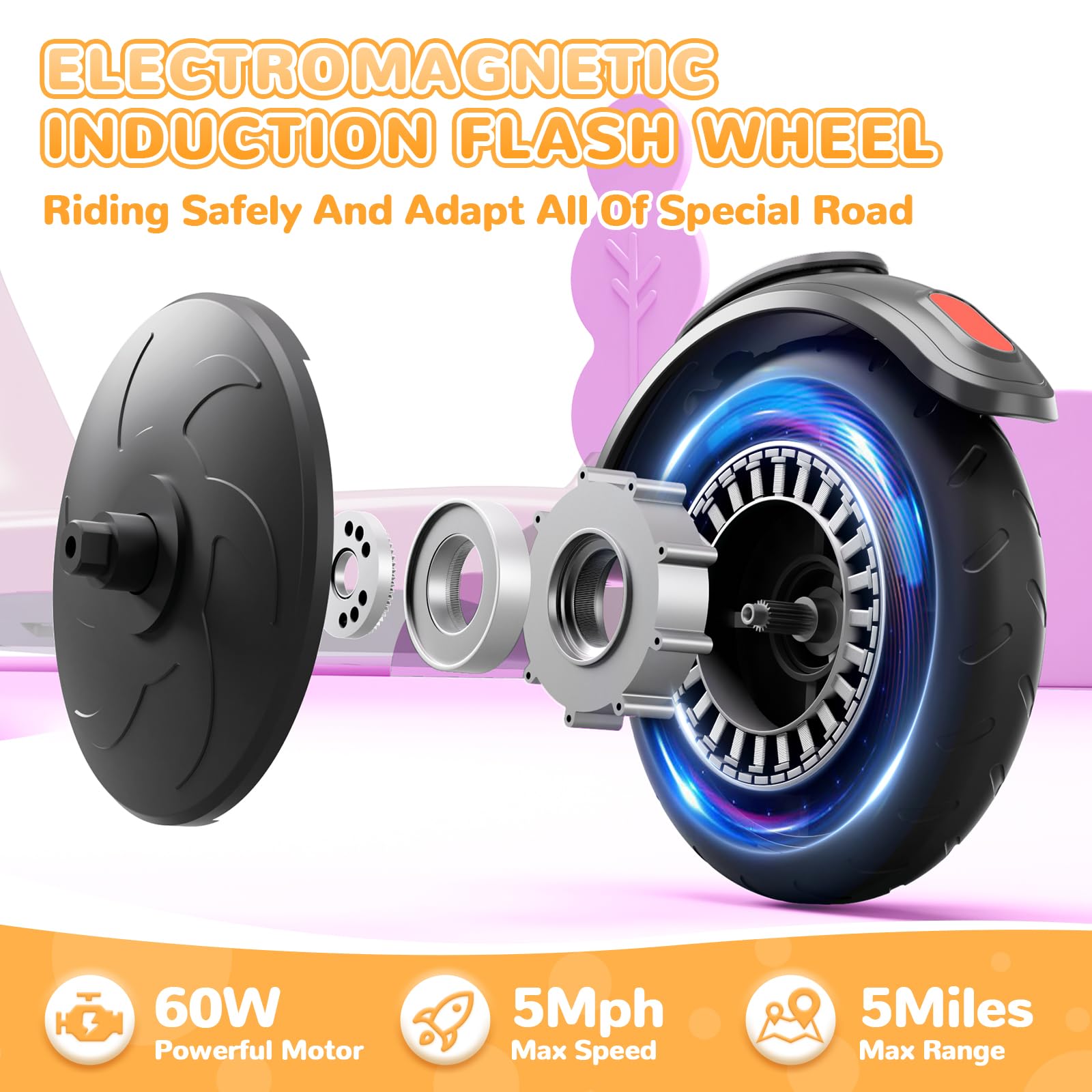 **TST Electric Scooter for Kids Ages 6-12 | Adjustable Height, LED Light-Up Wheels & Deck Lights | Max 5 Miles & 5 MPH | Perfect for Commuting, Outdoor Play & Neighborhood Rides**