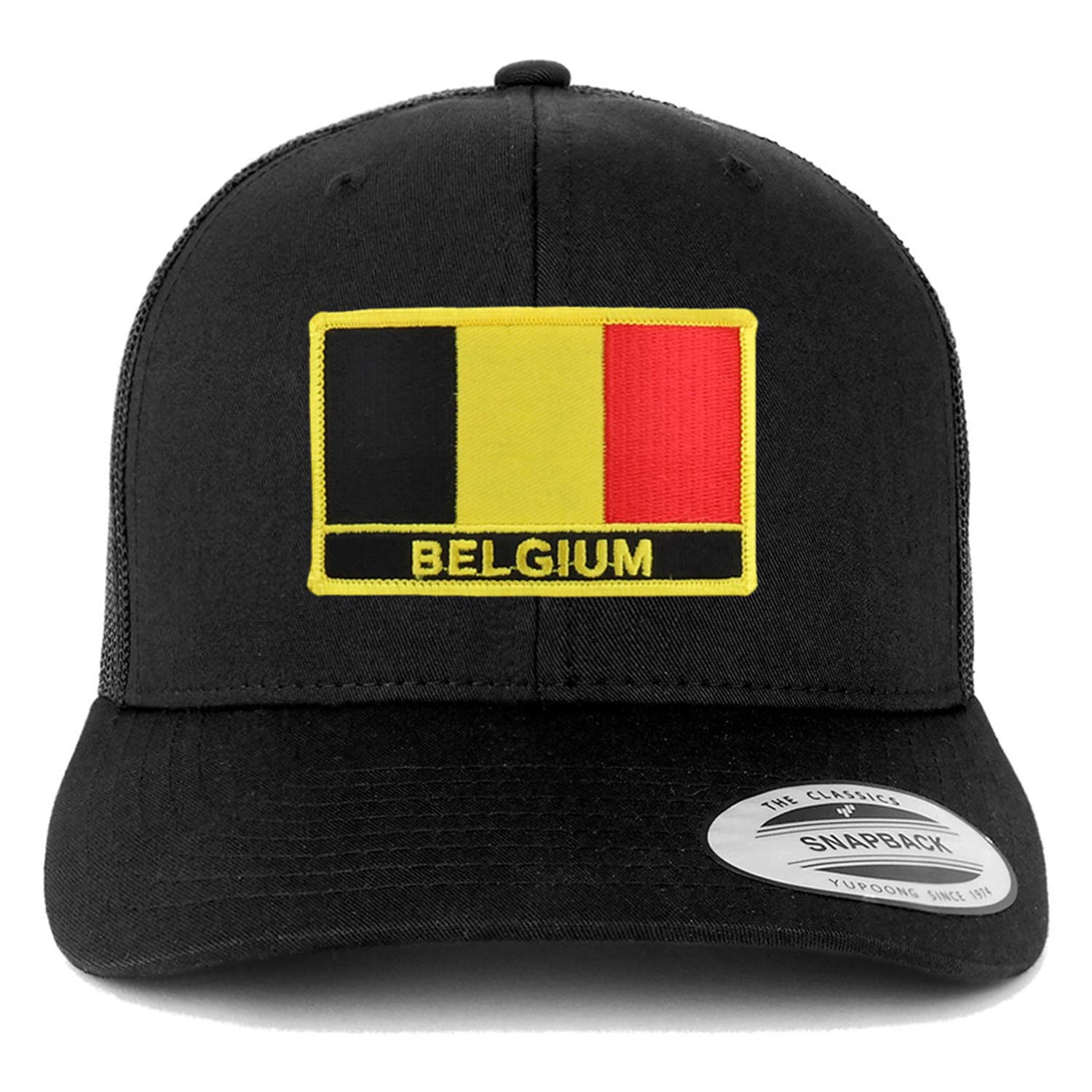 Trendy Belgium Flag Patch Retro Trucker Mesh Cap - Vintage Style Adjustable Snapback Hat for Men & Women - Perfect for Sports, Outdoor Activities & Fashion Statement