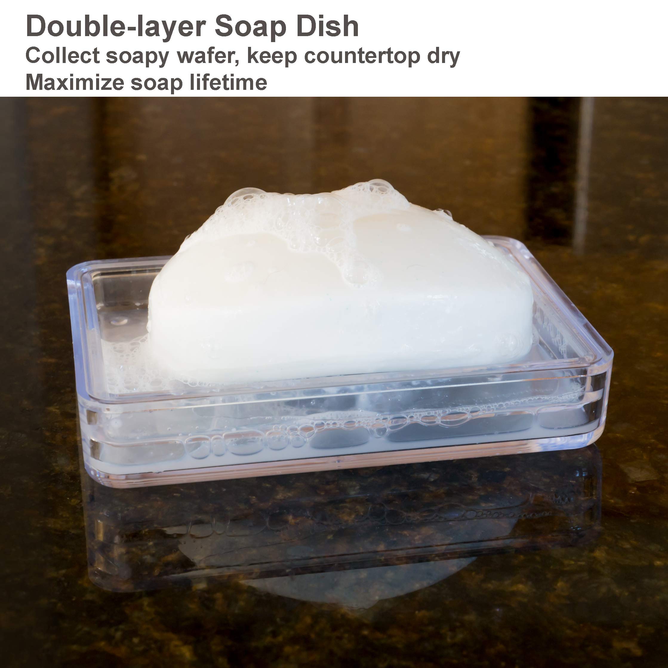 Youngever 4 Pack Clear Detachable Soap Holders & Soap Savers - Durable Shower & Bathroom Soap Dishes for Sink, Countertop - Perfect for Home, Hotel & Spa Use