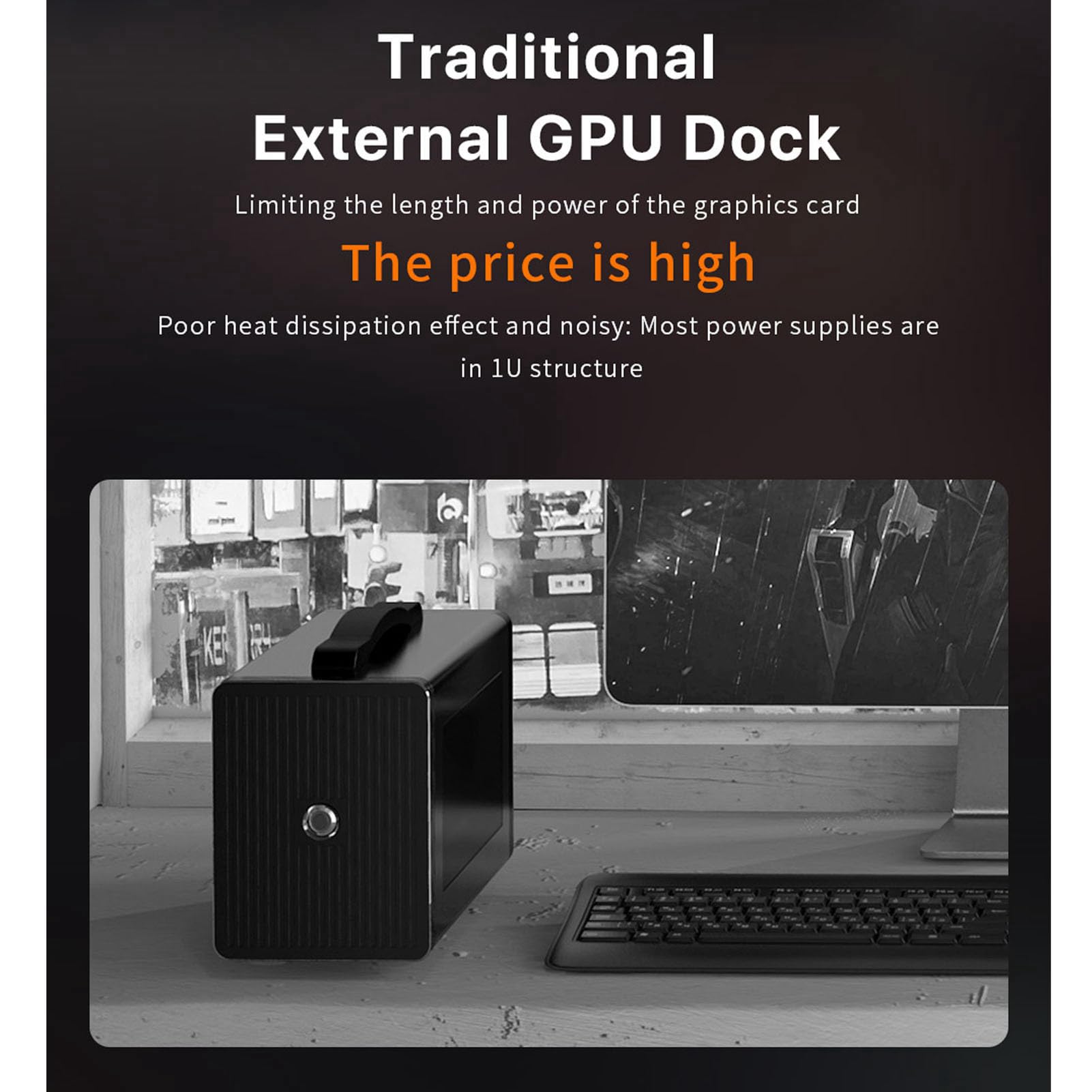 40Gbps USB-C External GPU Dock Station - Compatible with NVIDIA & AMD PCIe, 60W PD Charging, Daisy Chain, 2x Thunderbolt 3, RJ45, M.2 NVMe SSD, DC/ATX/SFX Support - Perfect for Gaming, Video Editing & Workstation Setups