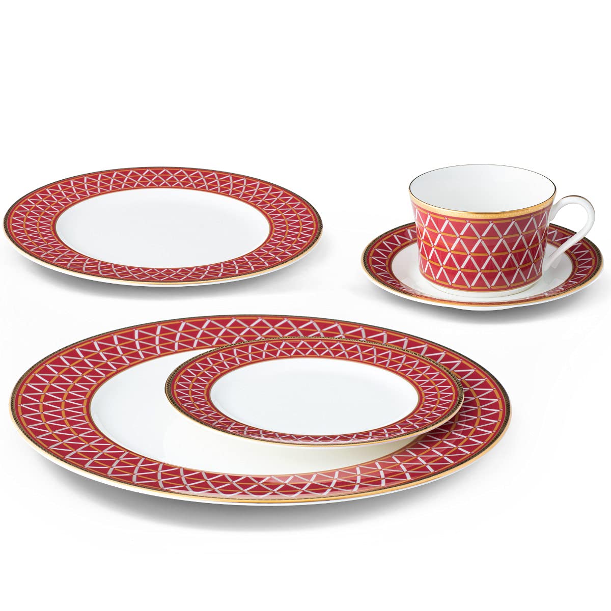 Noritake Crochet 5-Piece Dinner Plate Set - Elegant Bone China Tableware for Formal Dining & Special Occasions