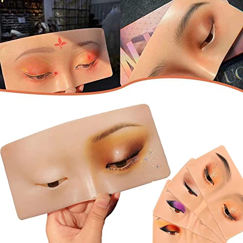 **Mntiln Silicone Makeup Practice Face - Realistic Bionic Skin Training Pad for Eyeshadow, Eyeliner & Eyelash Application - Perfect for Beginners & Professionals (Yellow) - Ideal for Home Practice, Salon Training & Makeup Artist Classes**