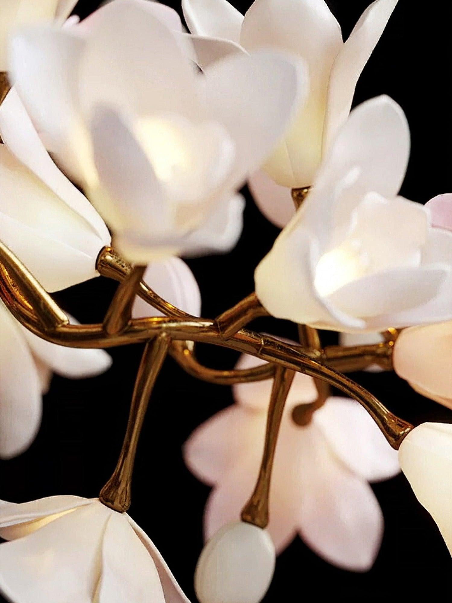 Elegant Floral Chandelier - Modern Round Blossom Ceiling Light Fixture for Dining Room, Bedroom, or Living Room Decor