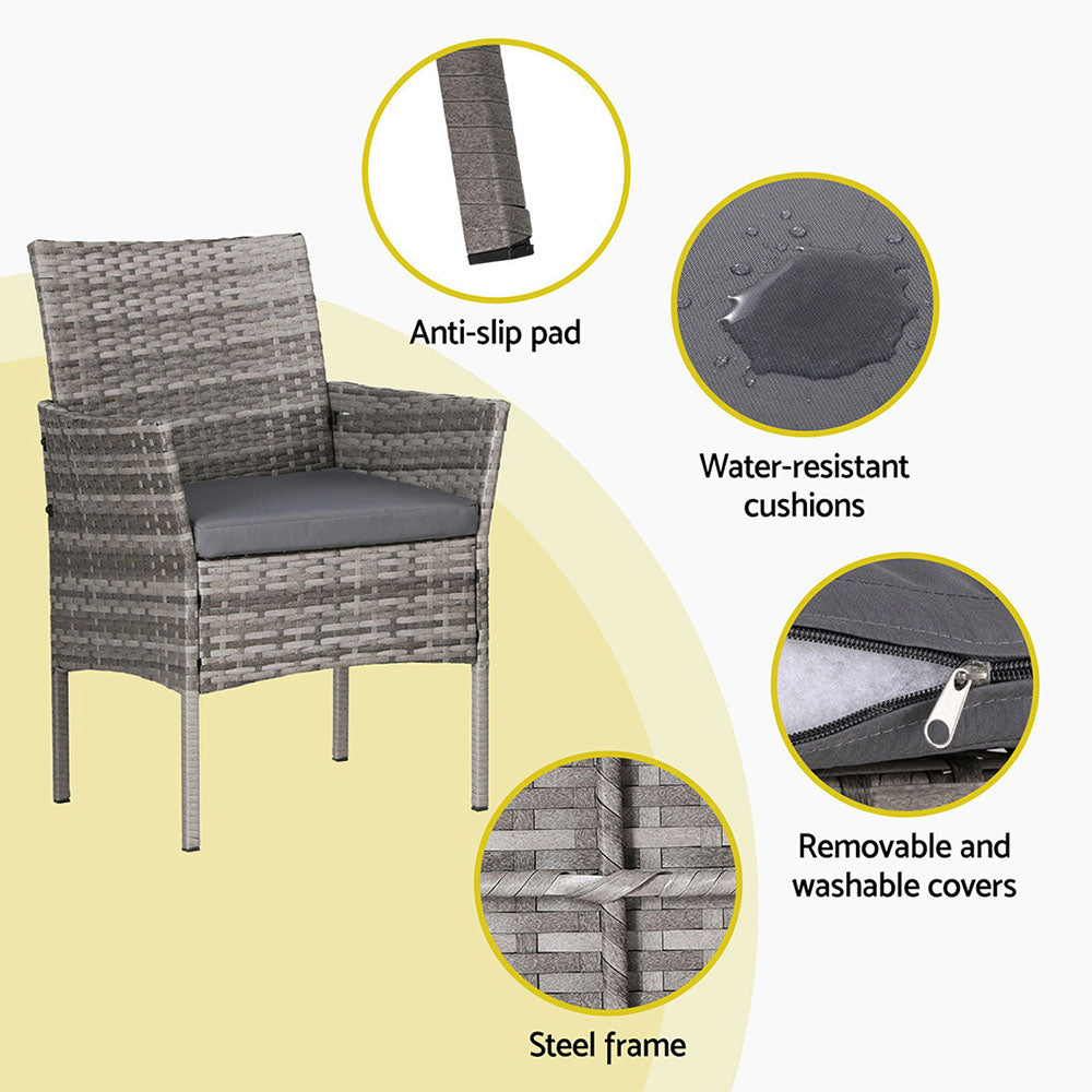 4-Seater Outdoor Wicker Sofa Set with Table and Chairs - Grey Patio Furniture for Garden, Poolside, and Backyard Relaxation