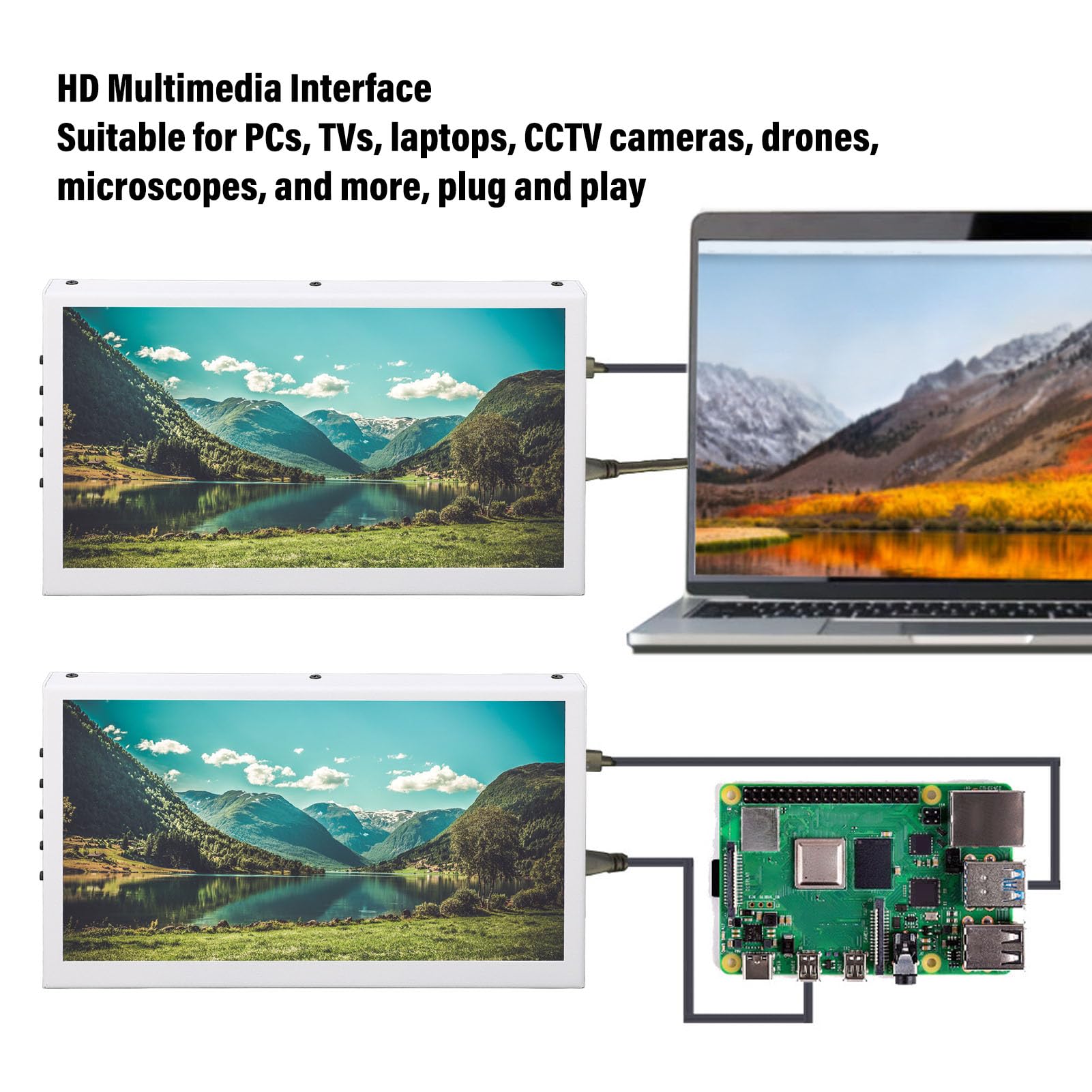 7 Inch IPS Monitor with 1024x600 Resolution & 5-Point Capacitive Touchscreen - Portable Mini HDMI Display for Raspberry Pi, Laptop, PC, Gaming Console - Perfect for DIY Projects, Coding, and Mobile Gaming