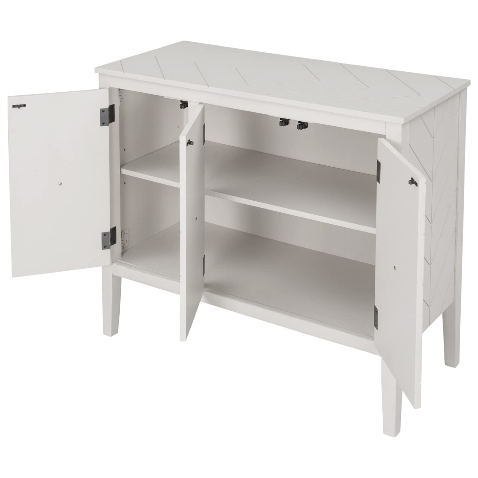Antique White Wooden Accent Storage Cabinet with Adjustable Shelf - Stackable Sideboard Buffet Cabinet, Modern Console Table for Entryway, Living Room, Bedroom - Easy Assembly, Cream White | Perfect for Home Organization, Farmhouse Decor & Small Space Storage Solutions