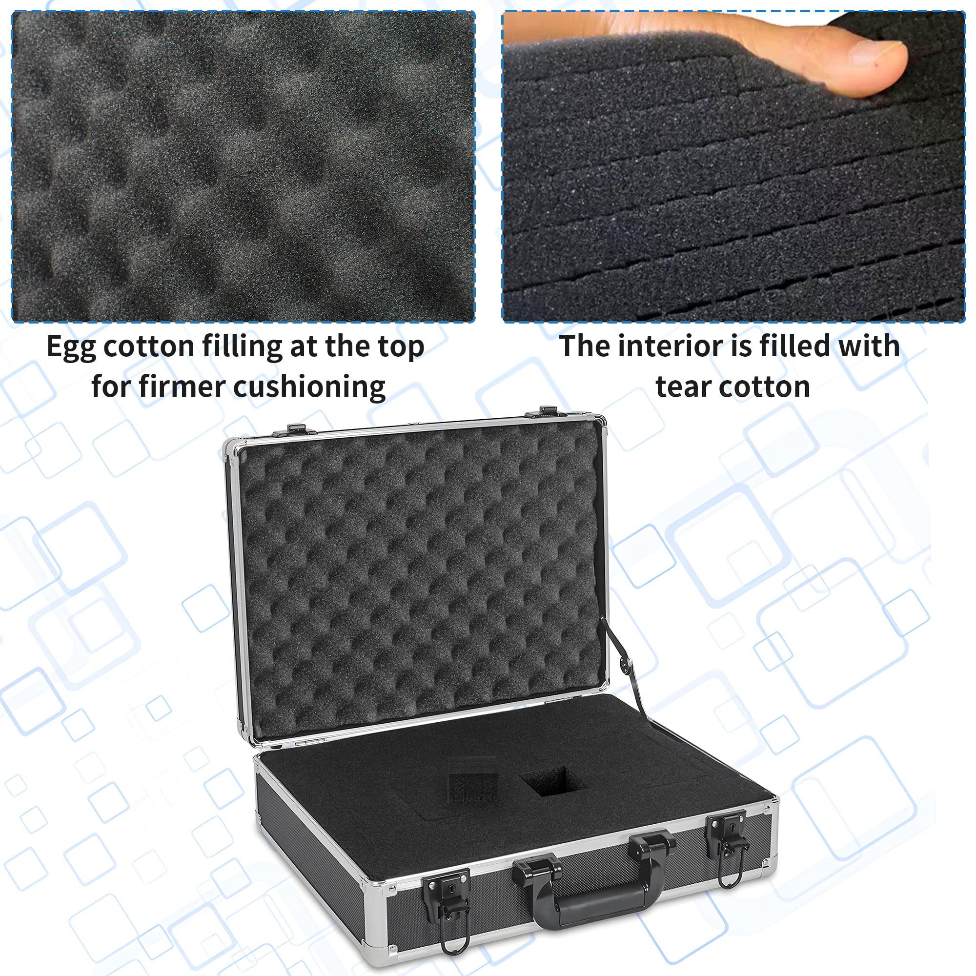 17 Inch Heavy Duty Aluminum Alloy Hard Shell Carrying Case - Protective Storage for Wireless Microphone Systems, Camera Equipment & Electronics - Customizable Pre-Cut Foam Interior - Perfect for DJ Gear, Photography & Travel Accessories - Durable Black Case for Professional Use