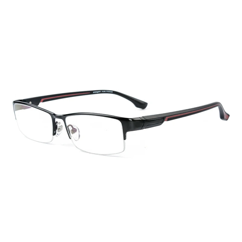 Brightzone Unisex Semi-Rim Square Titanium Eyeglasses 95356 - Lightweight & Durable Frame for Work, Reading & Everyday Wear