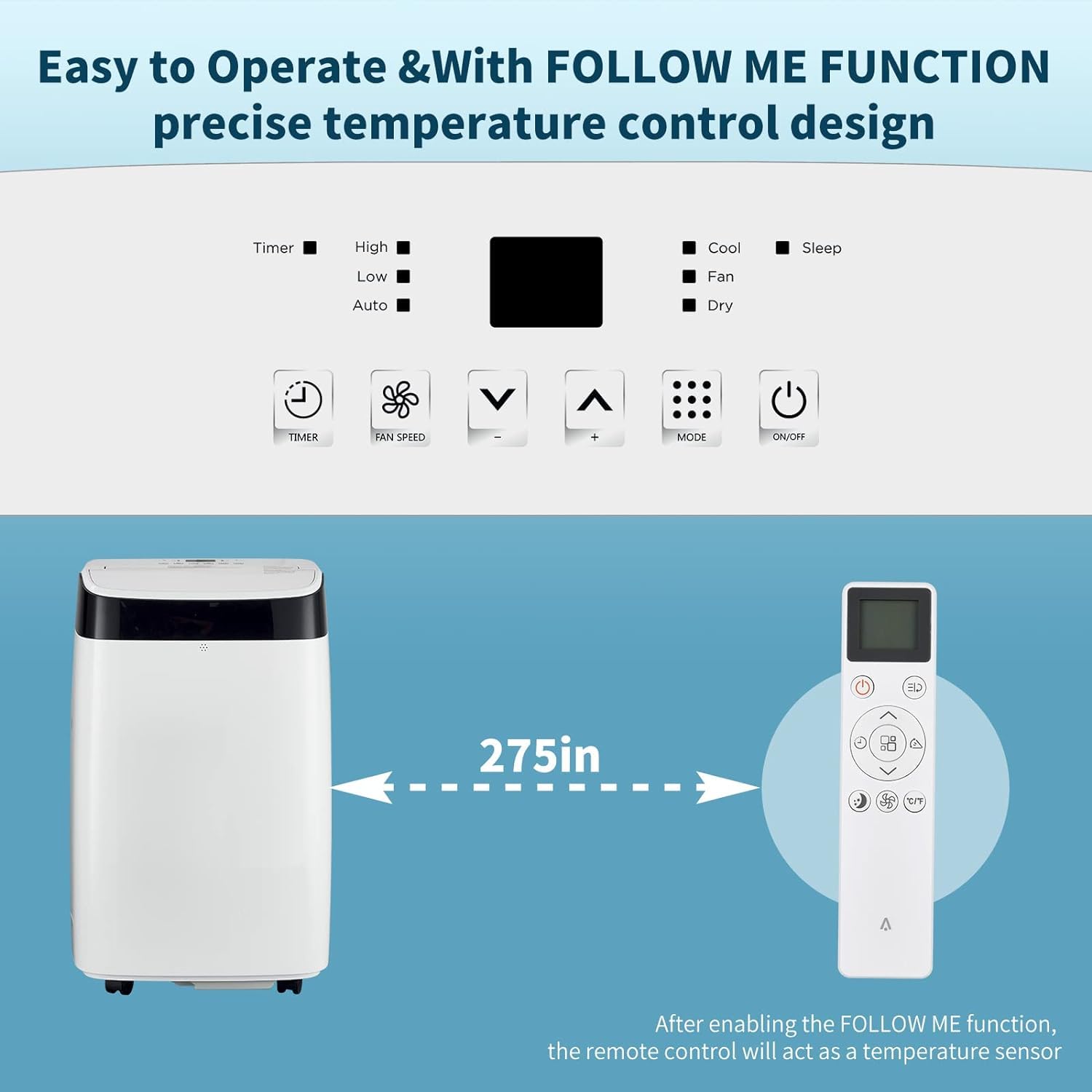 GAOMON 10000 BTU Portable Air Conditioner - Compact Cooling Unit with Remote Control for Home, Office & Bedroom | White | Energy Efficient AC for Summer