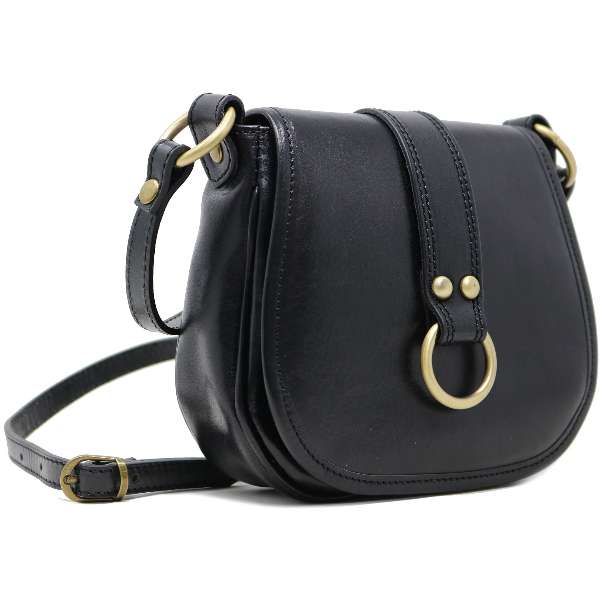 Floto Venezia Women's Saddle Bag - Vintage Leather Crossbody Shoulder Purse Handbag for Everyday Use, Travel & Date Night