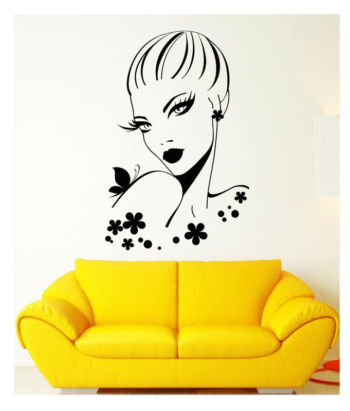 LYOMAN® Vinyl Wall Decal - Beautiful Woman Beauty Salon Stickers for Hair & Makeup - Perfect for Salon Decor, Bedroom Wall Art, and Home Decoration