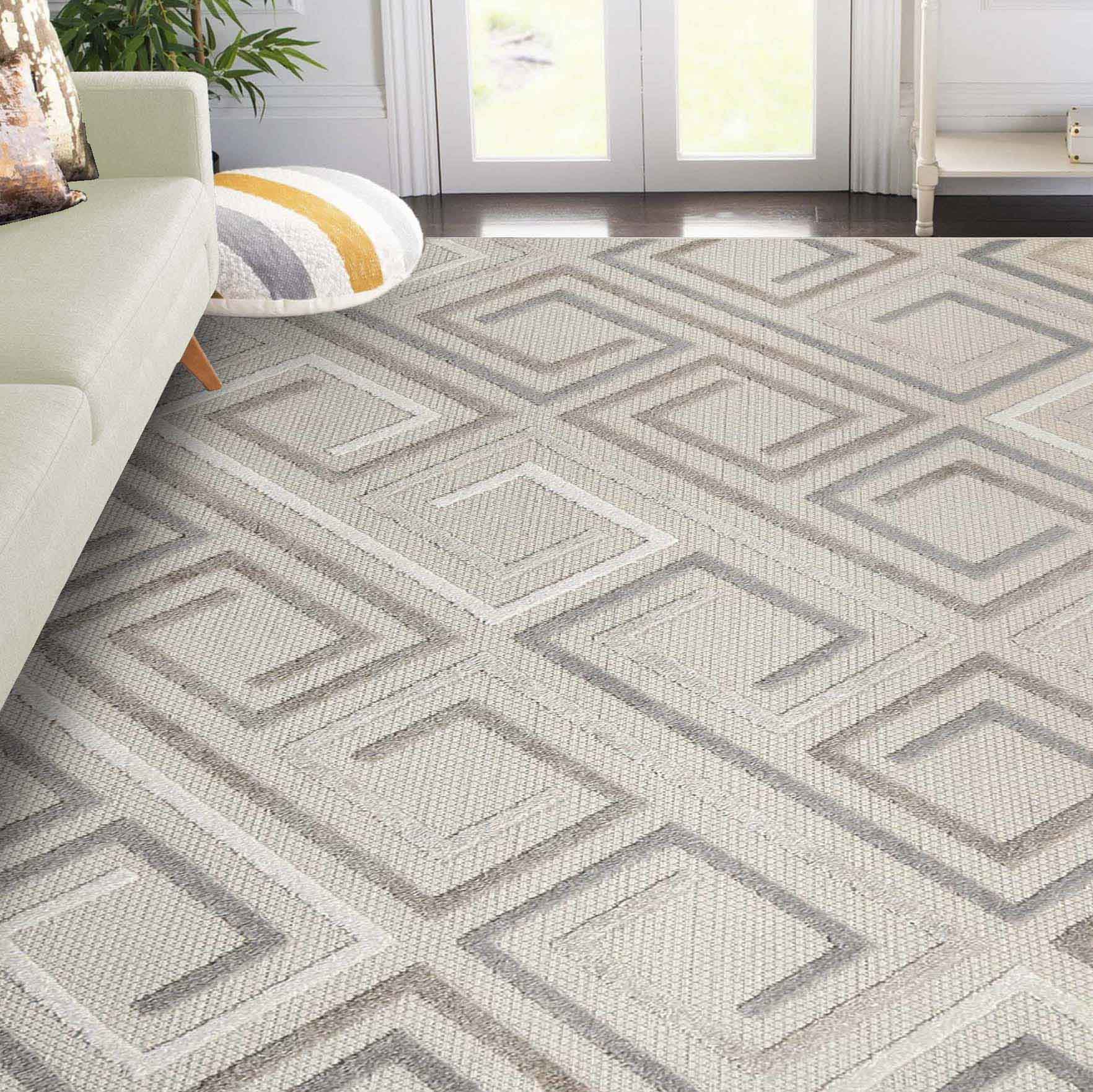 Stylish Geometric Modern Indoor Outdoor Area Rug - Perfect for Living Room, Patio, and Bedroom Decor