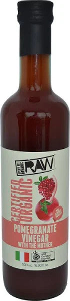 Organic Raw Pomegranate Vinegar with The Mother - Unfiltered, Unpasteurized, Rich in Antioxidants - Perfect for Salads, Detox Drinks & Healthy Cooking