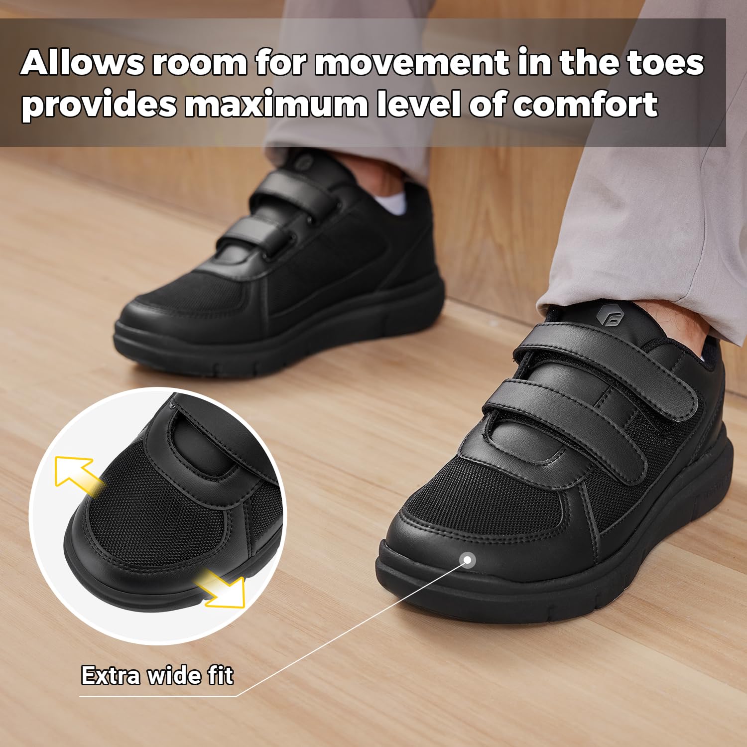 **FitVille Men's Extra Wide Diabetic Shoes for Neuropathy & Swollen Feet – Pain Relief with Adjustable Closure – Ideal for Daily Walking & Comfort**
