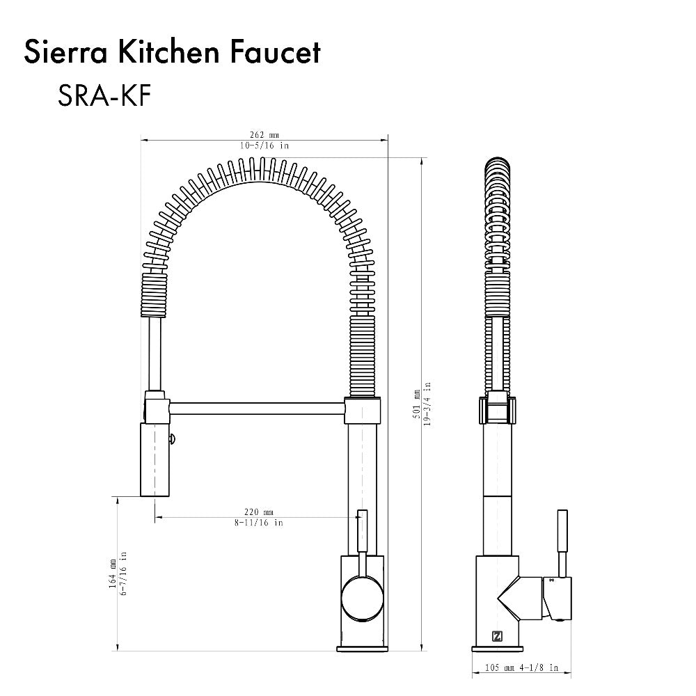 ZLINE Sierra Pull Down Spring Single Handle Kitchen Faucet in Polished Gold - Modern Touchless Water Faucet for Kitchen Sink, Perfect for Cooking, Washing Dishes & Food Prep (SRA KF PG)
