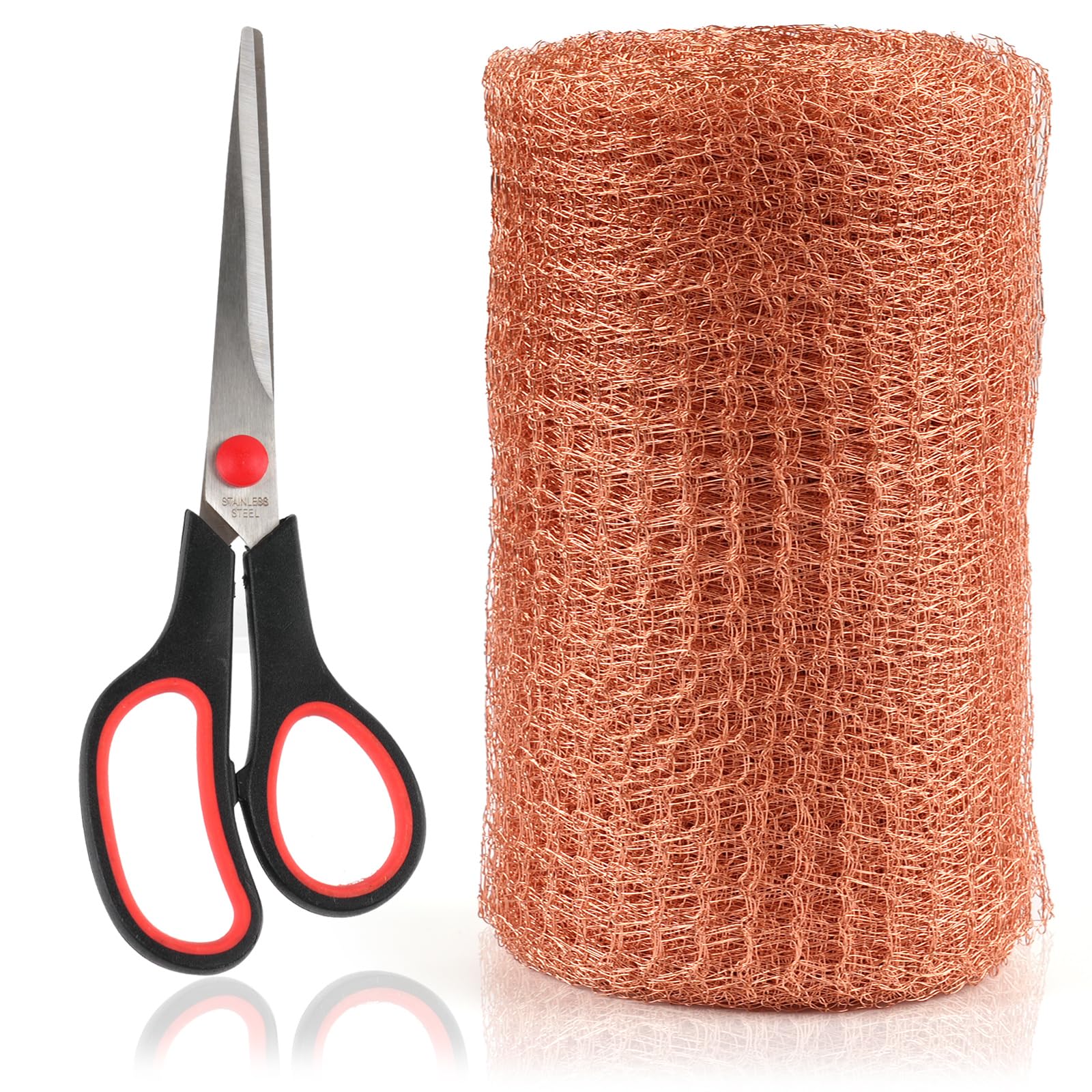 5” x 20 Feet 100% Pure Copper Mesh Roll for Rodent Control - Rustproof Copper Wool for Slugs, Mice & Rodent Defense - Includes Scissors for Easy Installation - Ideal for Hole Blocking, Gardening & Home Protection