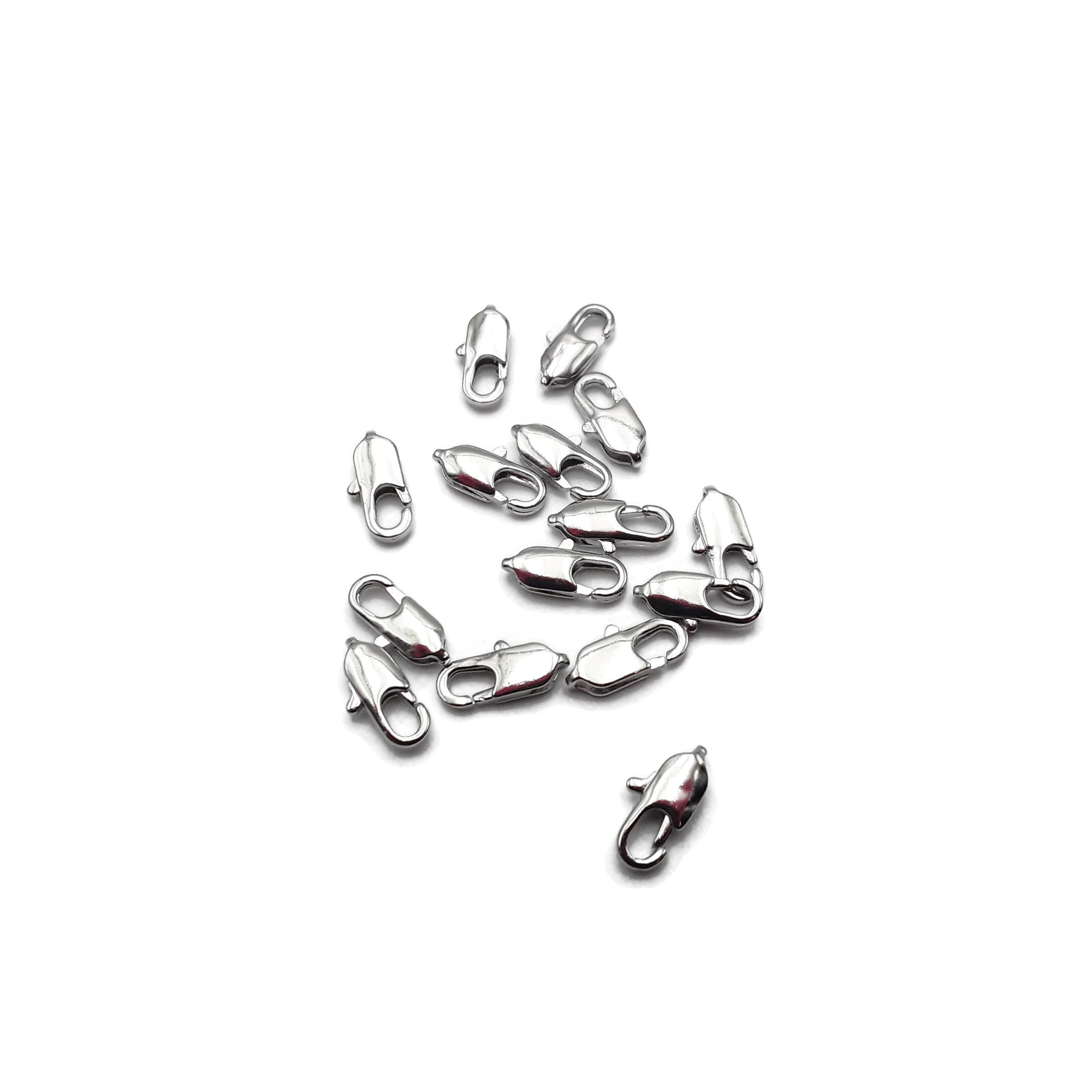 15-Piece Silver Plated Lobster Claw Clasps 5x12mm - Jewelry Making Supplies for Necklaces, Bracelets & DIY Crafts - Bulk Pack
